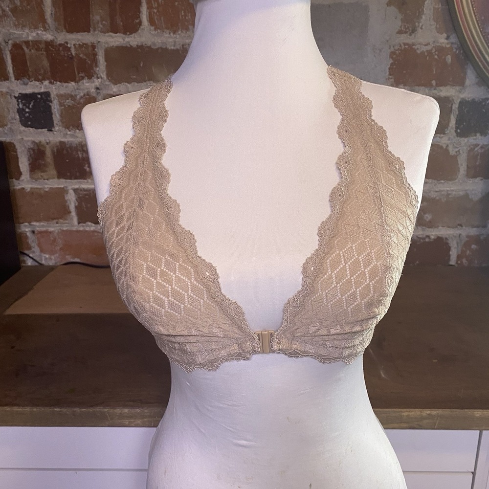 b.tempt'd by Wacoal Lace Front-Close Bralette 910238 Wire Free Beige SM